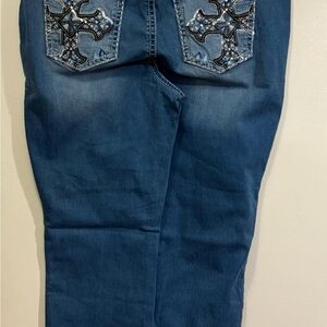 a.n.a Blue Boot Cut capris with Decorative Pockets